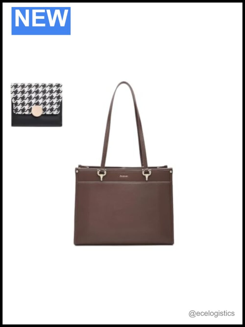 Genuine Leather Large Tote Bag & Slim Wallet for Women Set